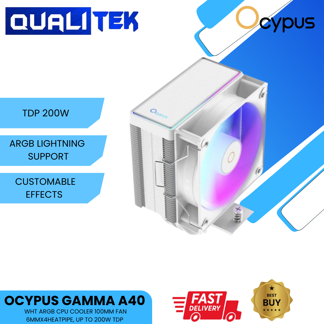 OCYPUS GAMMA A40 WHT ARGB CPU COOLER 100MM
